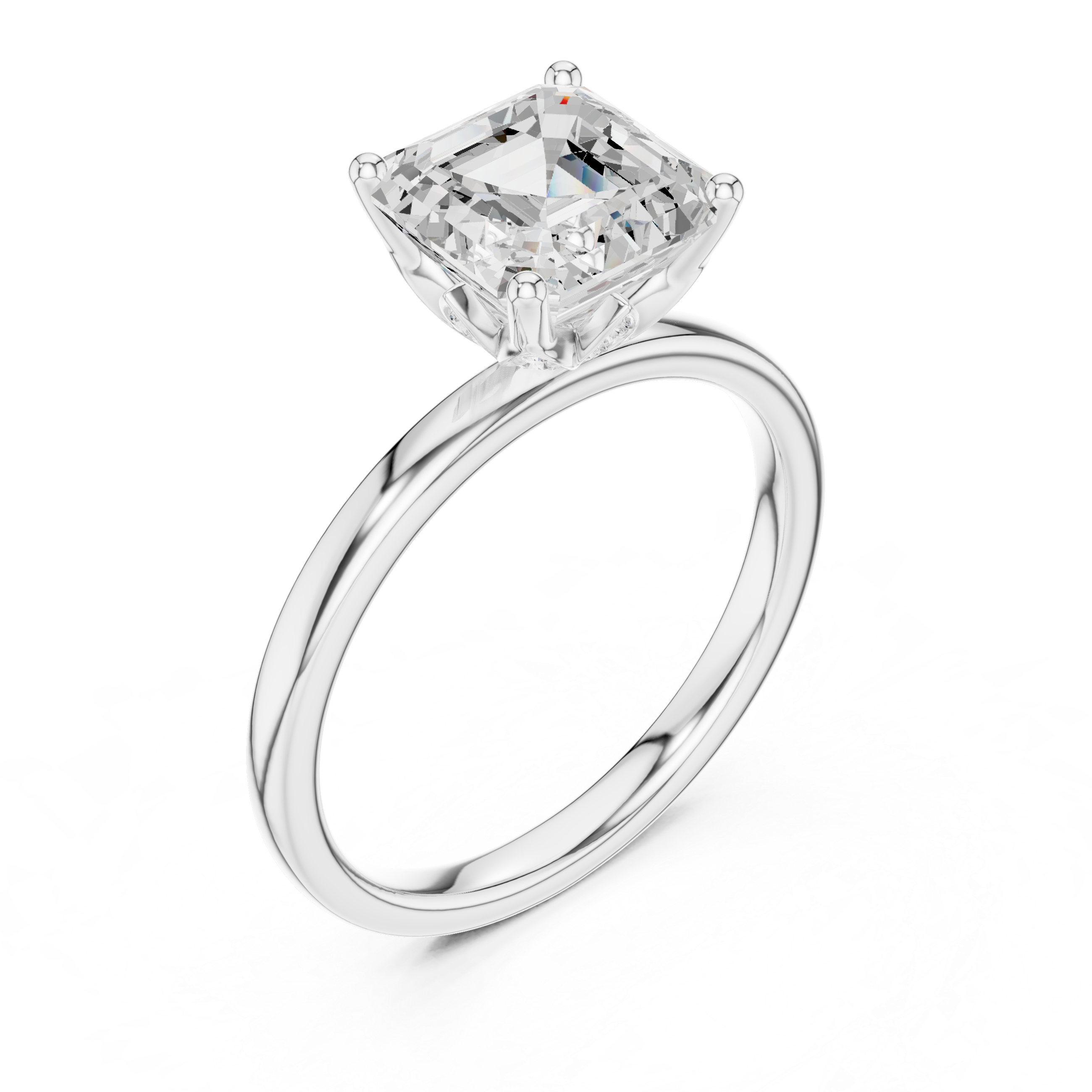 Asscher Cut Solitaire Engagement Ring with Hidden Halo Gallery
