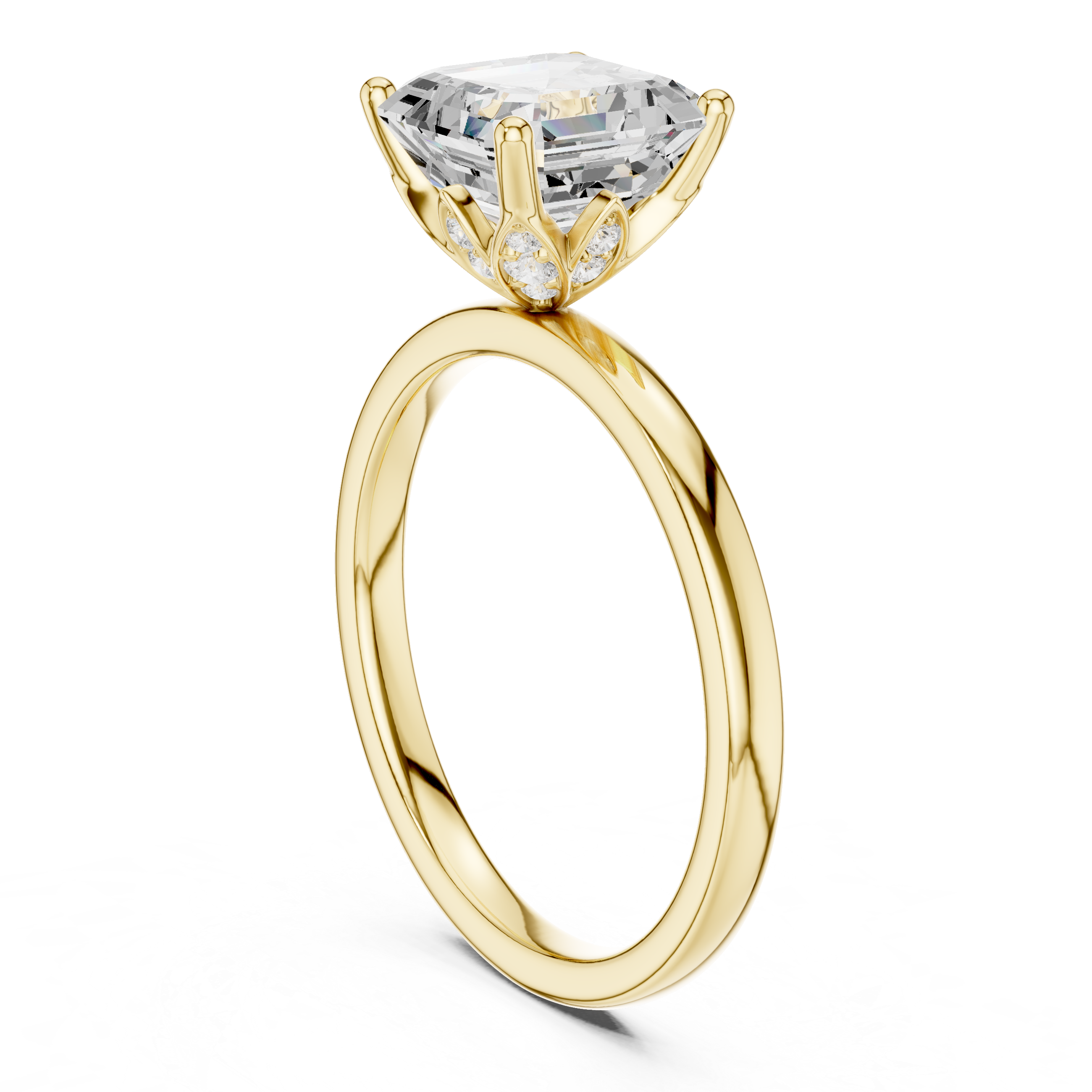 Asscher Cut Solitaire Engagement Ring with Hidden Halo Gallery