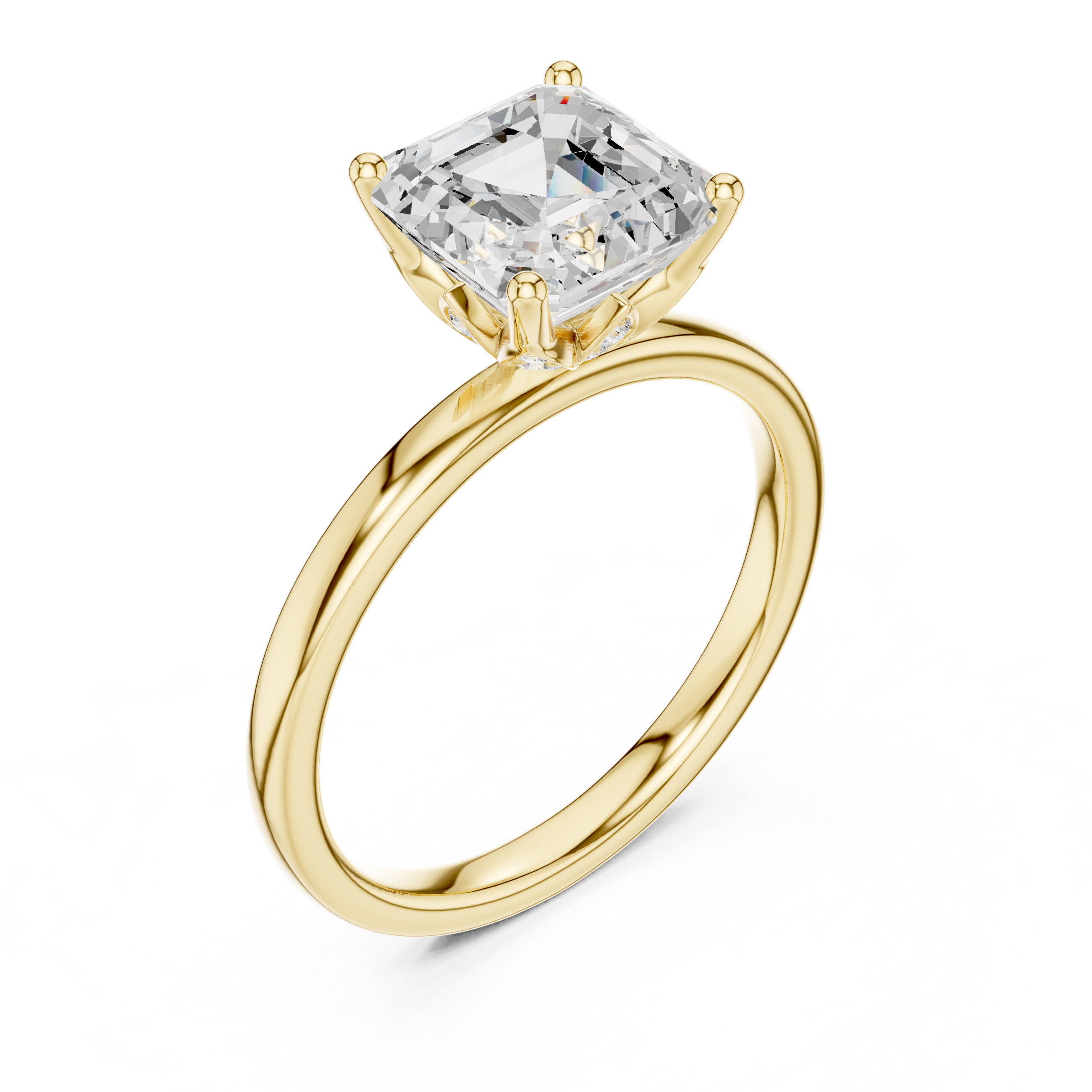 Asscher Cut Solitaire Engagement Ring with Hidden Halo Gallery