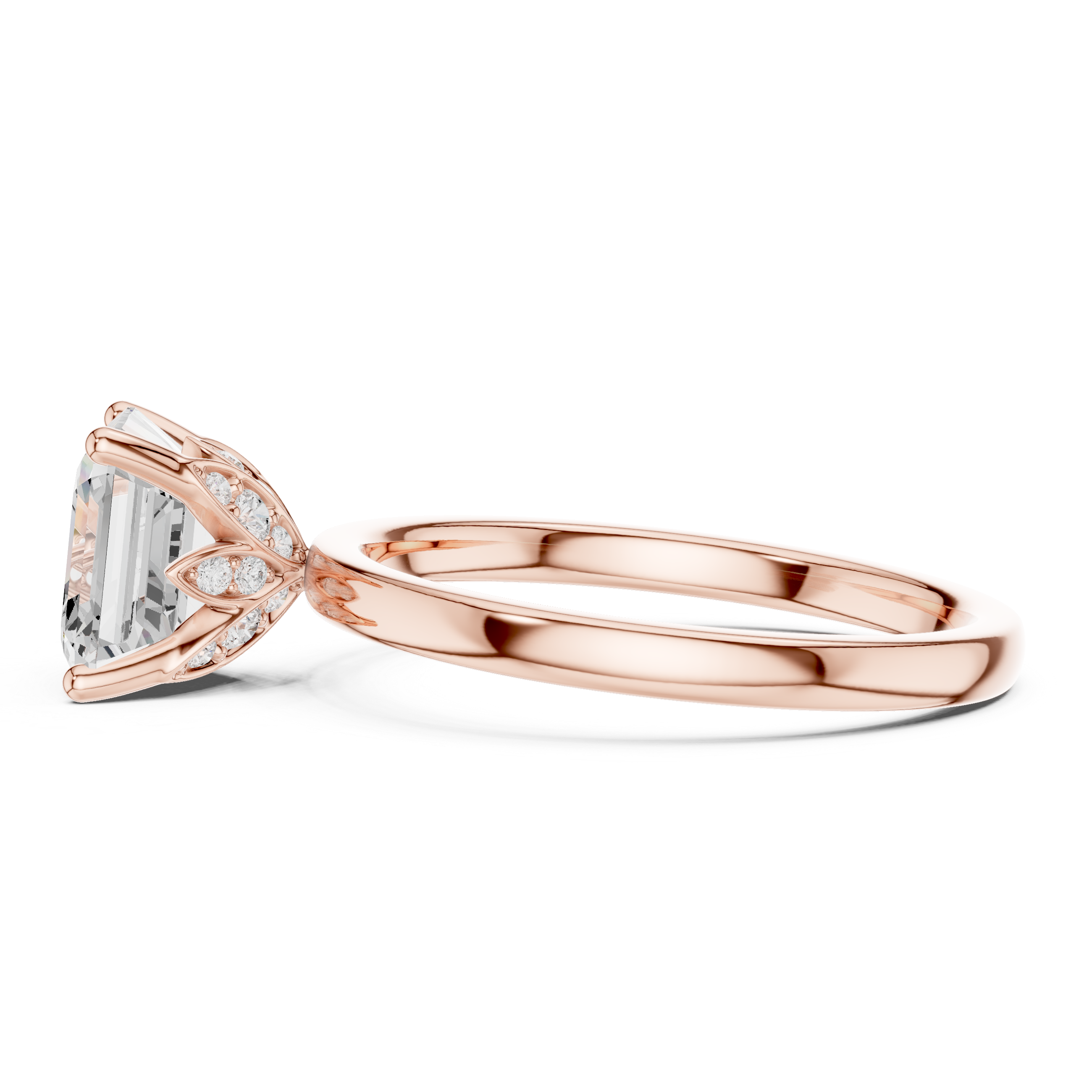 Asscher Cut Solitaire Engagement Ring with Hidden Halo Gallery