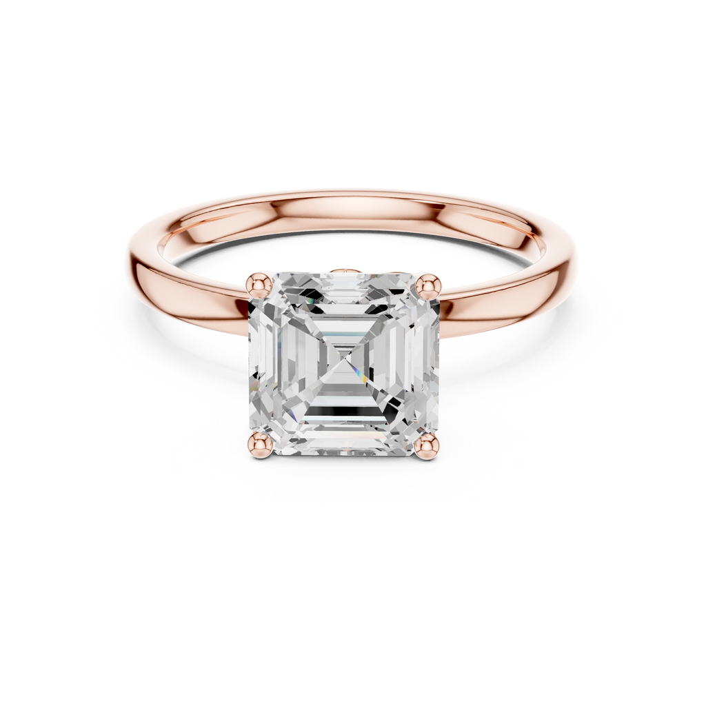 Asscher Cut Solitaire Engagement Ring with Hidden Halo Gallery