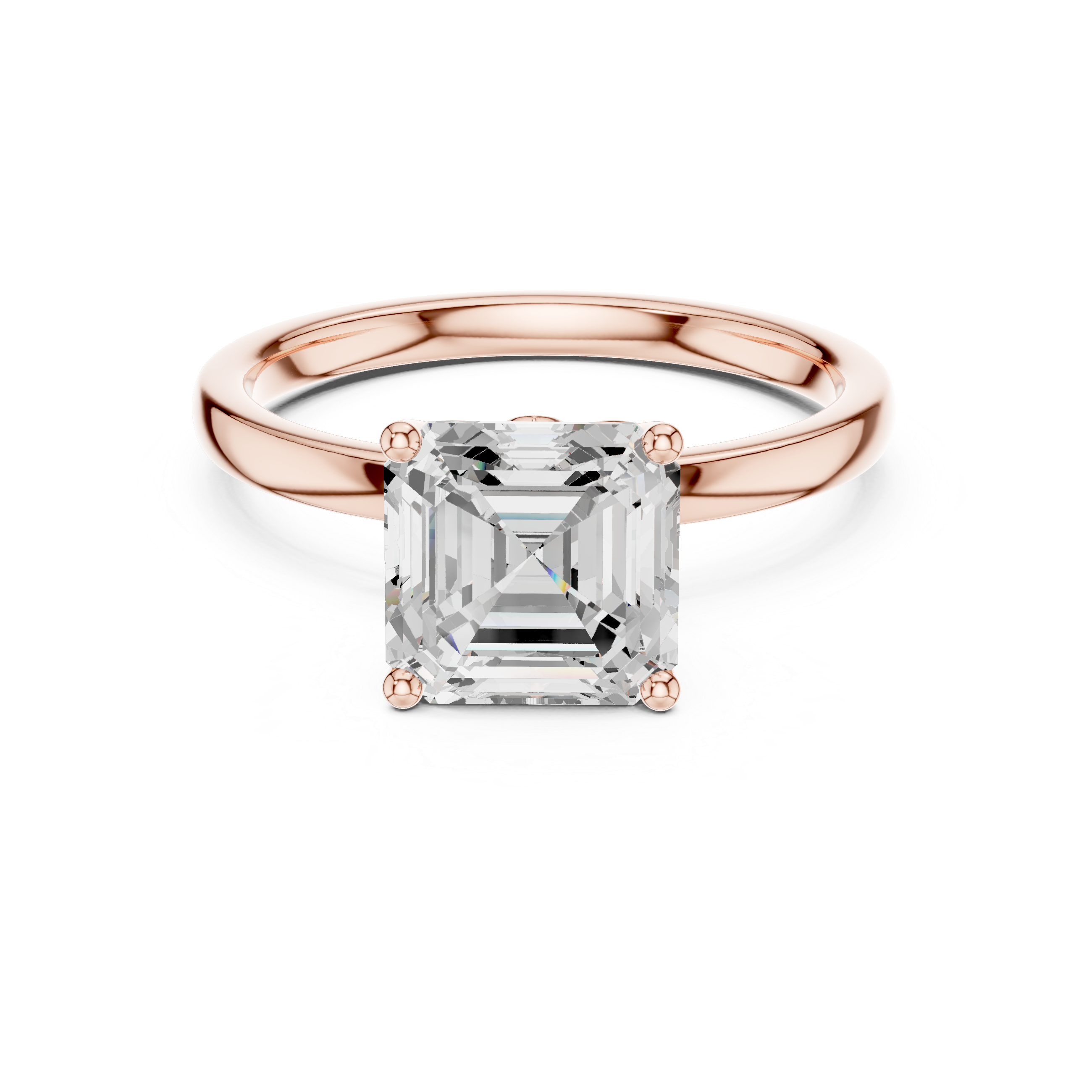 Asscher Cut Solitaire Engagement Ring with Hidden Halo Gallery