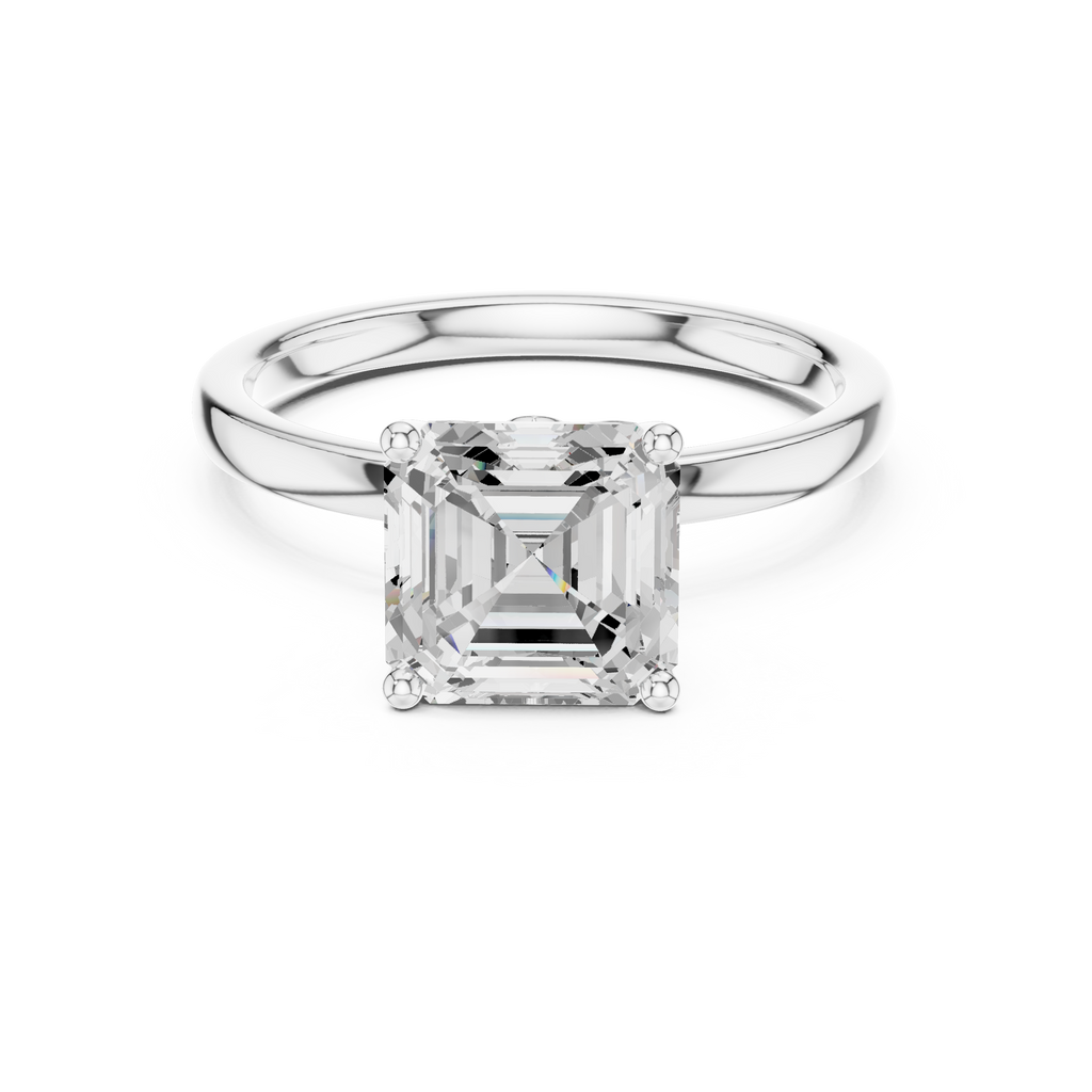 Asscher Cut Solitaire Engagement Ring with Hidden Halo Gallery