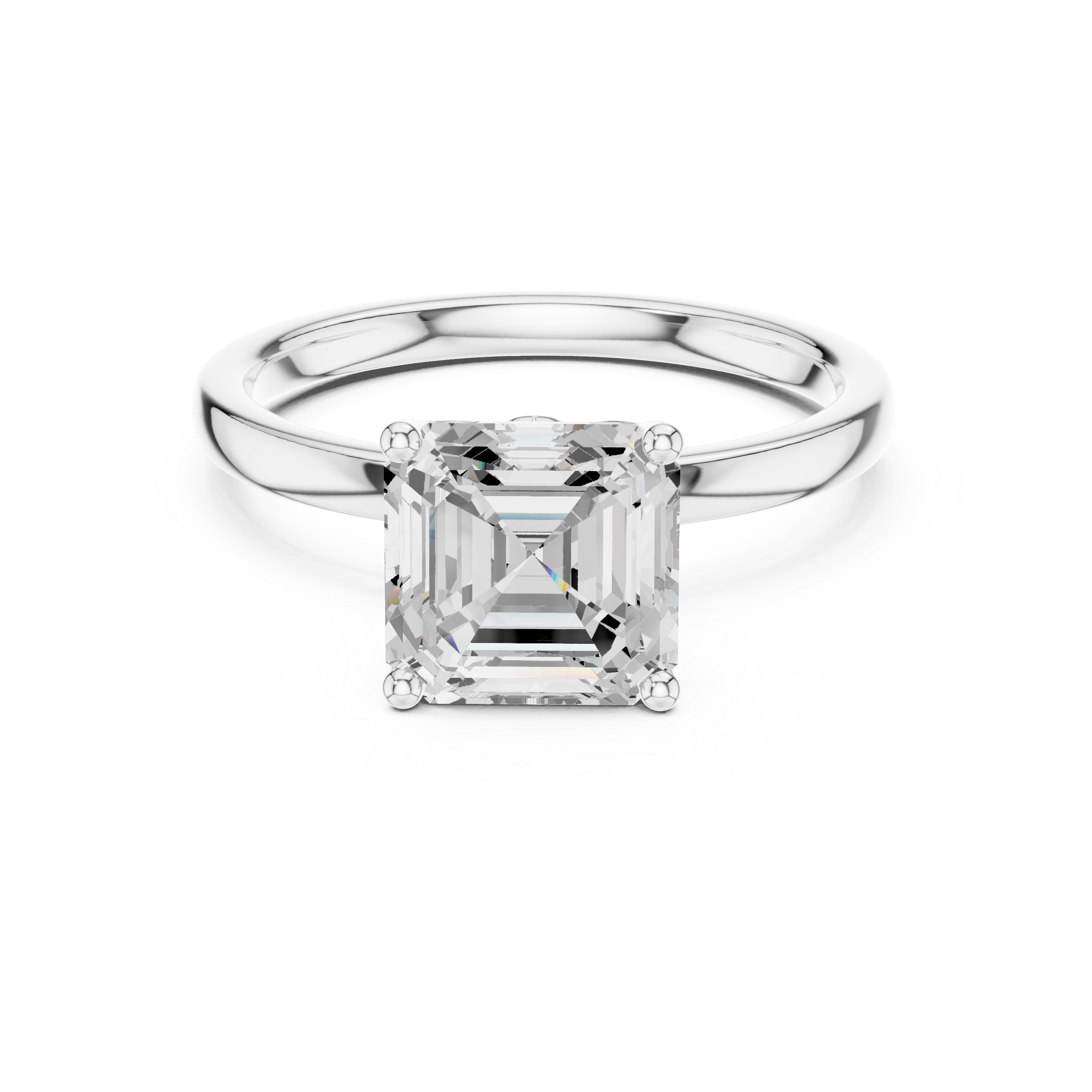 Asscher Cut Solitaire Engagement Ring with Hidden Halo Gallery