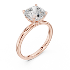 Cushion Cut Solitaire Engagement Ring with Hidden Halo Basket