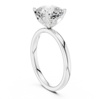 Cushion Cut Solitaire Engagement Ring with Hidden Halo Basket