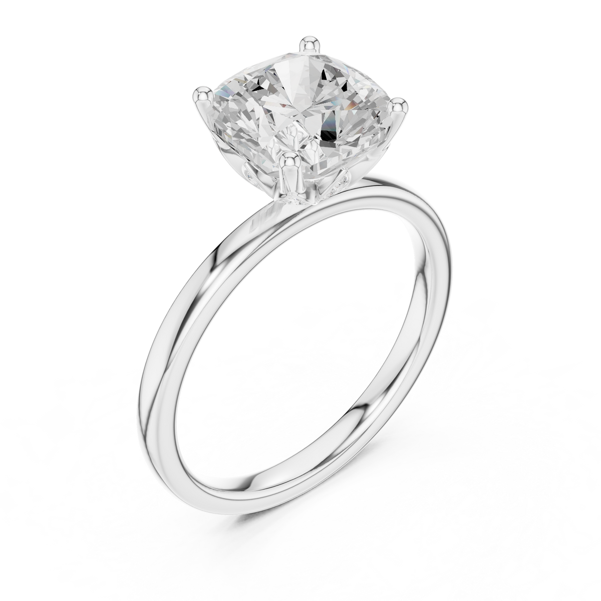 Cushion Cut Solitaire Engagement Ring with Hidden Halo Basket – view 3 of 12, lab grown diamond ring | Jewelix Atelier