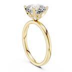 Cushion Cut Solitaire Engagement Ring with Hidden Halo Basket