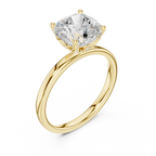 Cushion Cut Solitaire Engagement Ring with Hidden Halo Basket