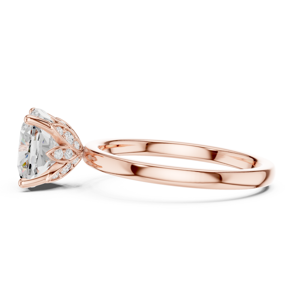 Cushion Cut Solitaire Engagement Ring with Hidden Halo Basket