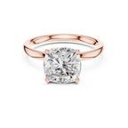 Cushion Cut Solitaire Engagement Ring with Hidden Halo Basket