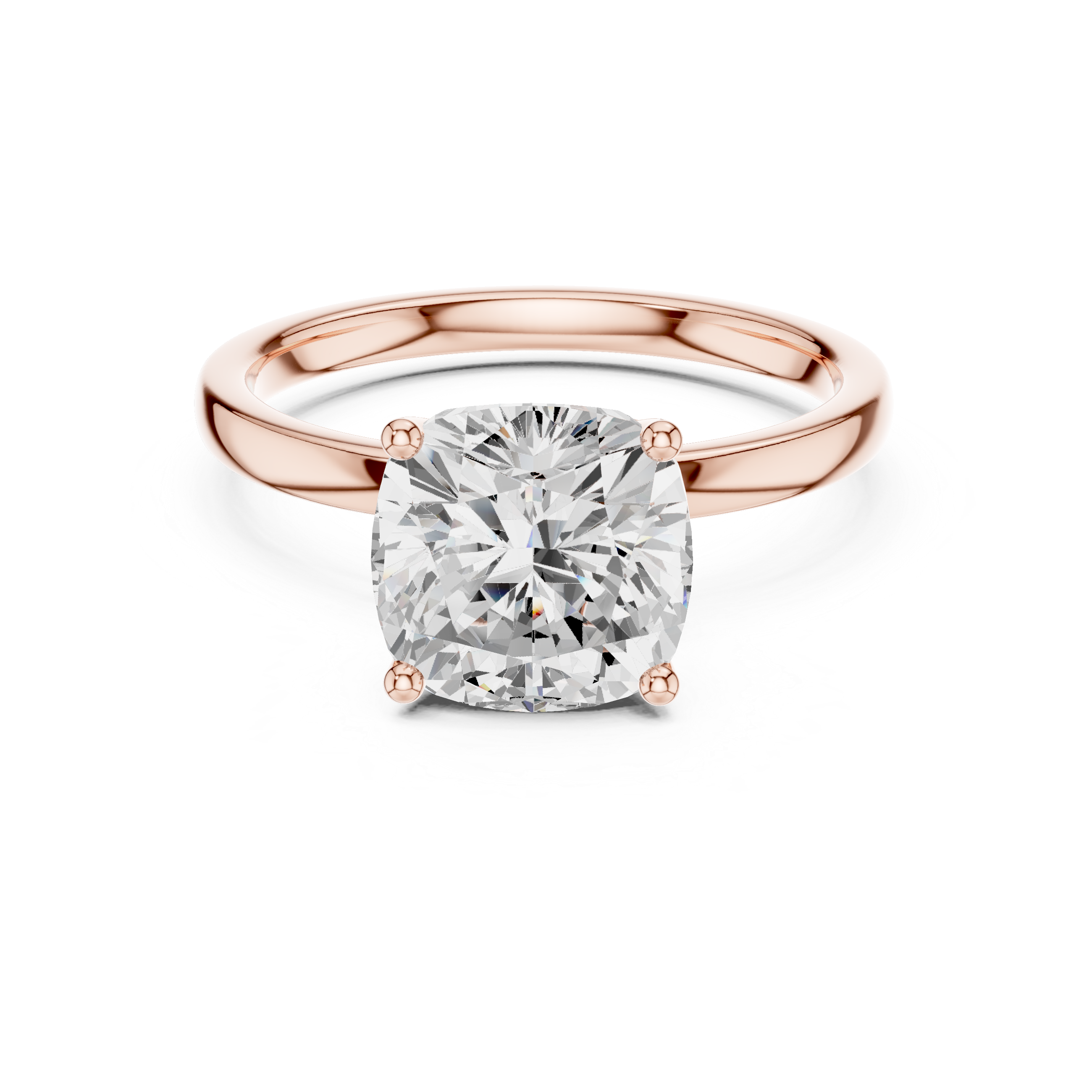 Cushion Cut Solitaire Engagement Ring with Hidden Halo Basket