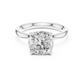 Cushion Cut Solitaire Engagement Ring with Hidden Halo Basket