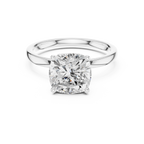 Cushion Cut Solitaire Engagement Ring with Hidden Halo Basket