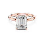 Emerald Cut Solitaire Engagement Ring with Hidden Halo Basket