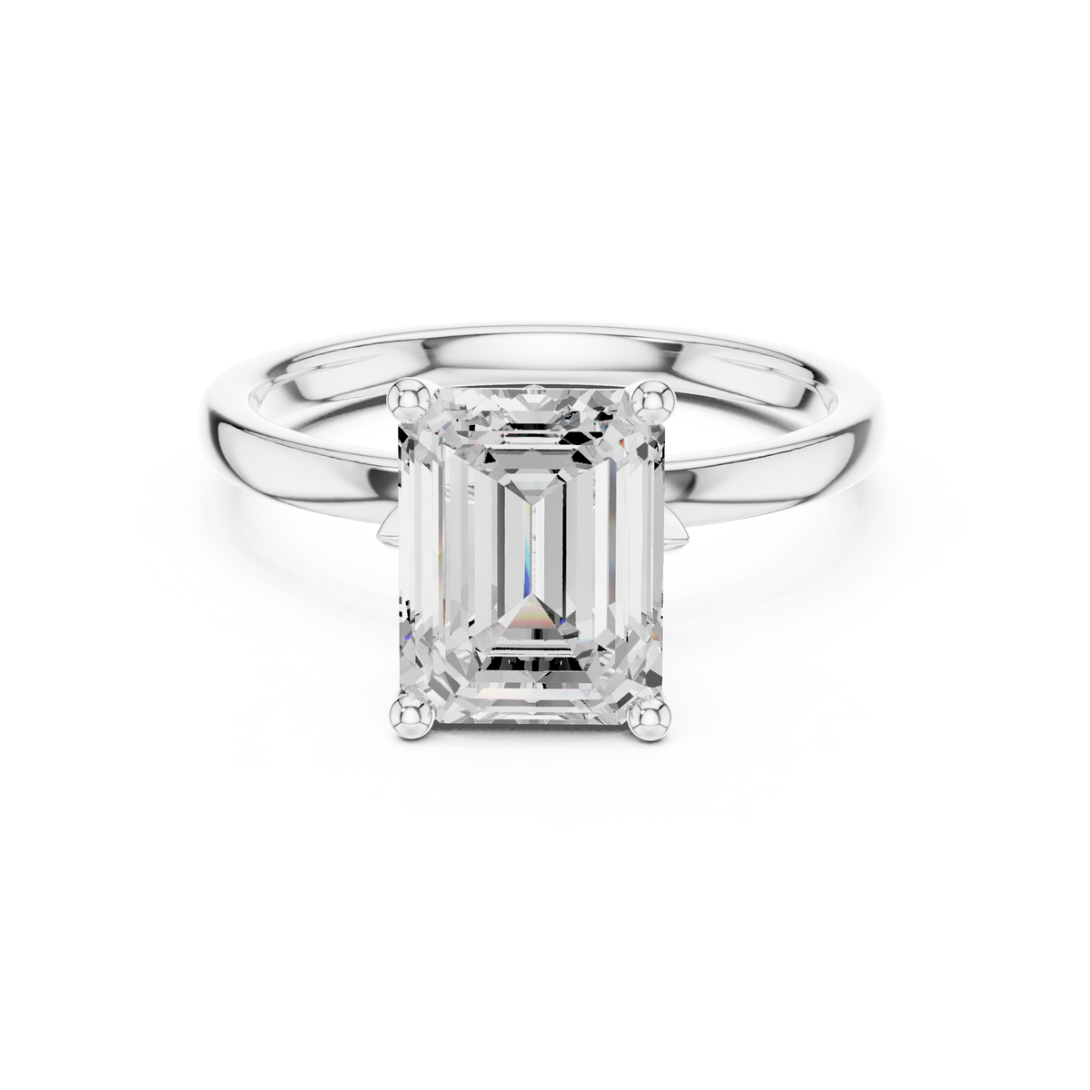 Emerald Cut Solitaire Engagement Ring with Hidden Halo Basket — Jewelix Atelier