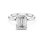 Emerald Cut Solitaire Engagement Ring with Hidden Halo Basket