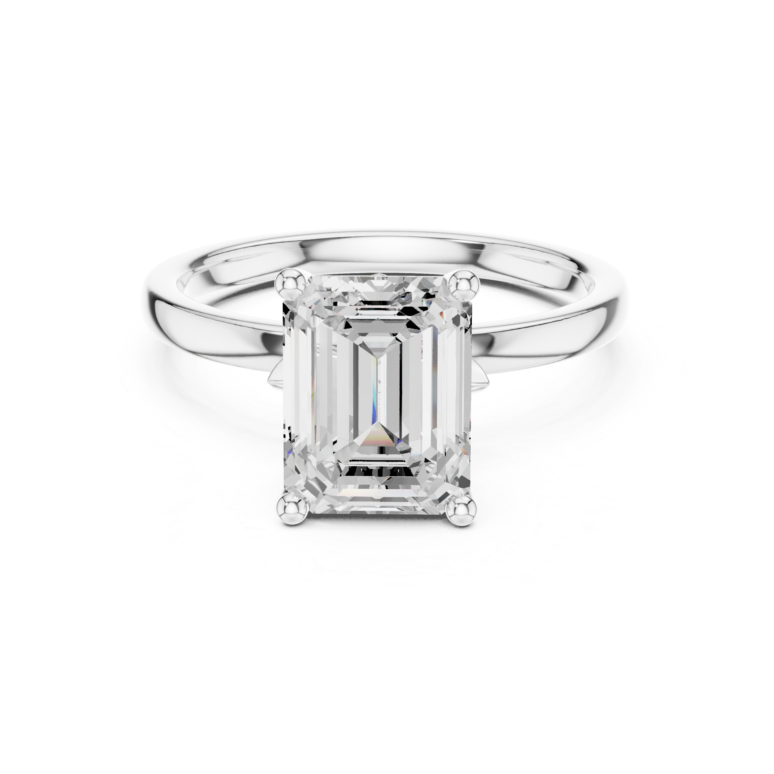 Emerald Cut Solitaire Engagement Ring with Hidden Halo Basket