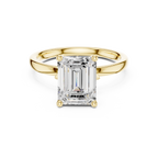 Emerald Cut Solitaire Engagement Ring with Hidden Halo Basket