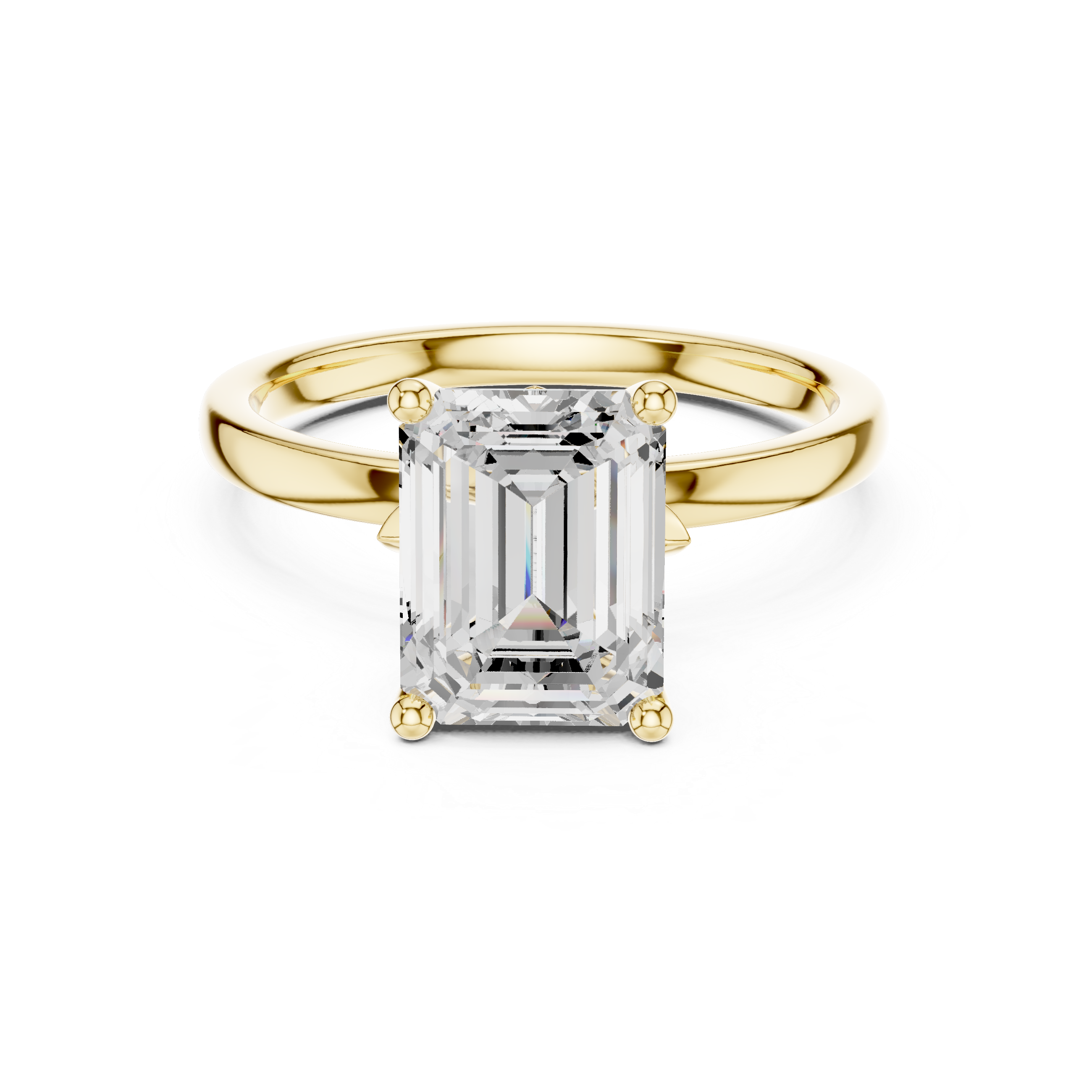 Emerald Cut Solitaire Engagement Ring with Hidden Halo Basket