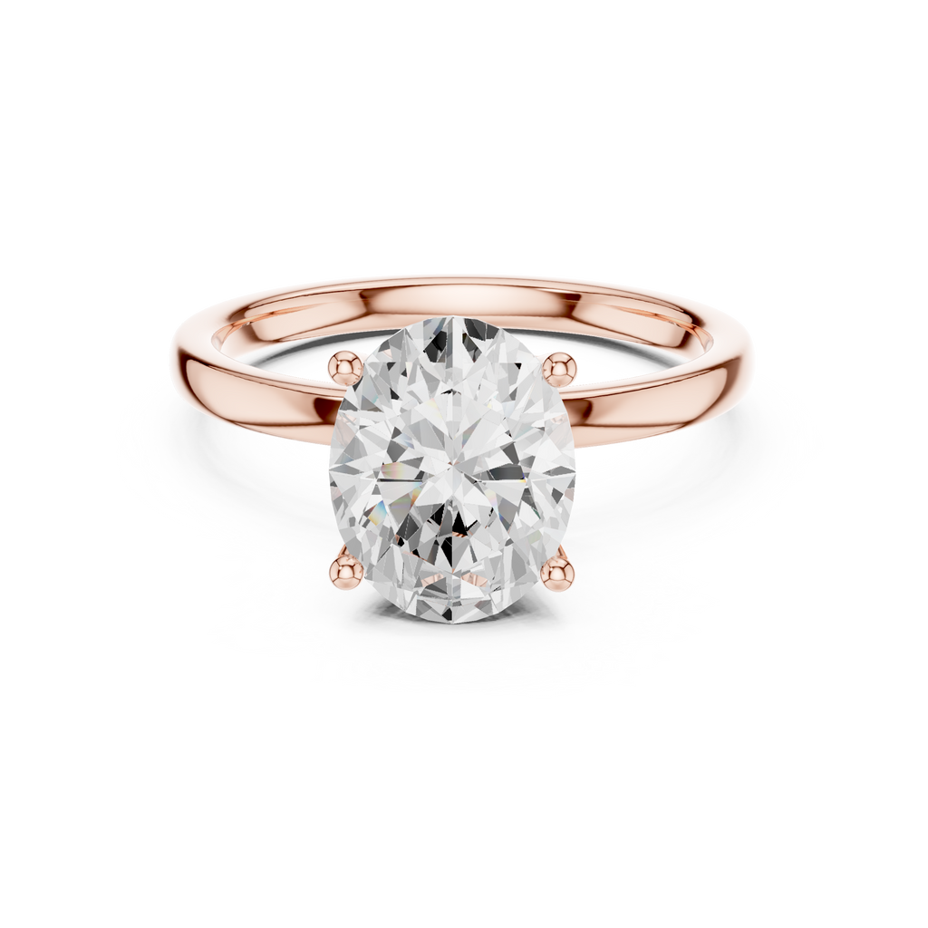 Oval Cut Solitaire Engagement Ring with Hidden Halo Basket