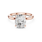 Oval Cut Solitaire Engagement Ring with Hidden Halo Basket