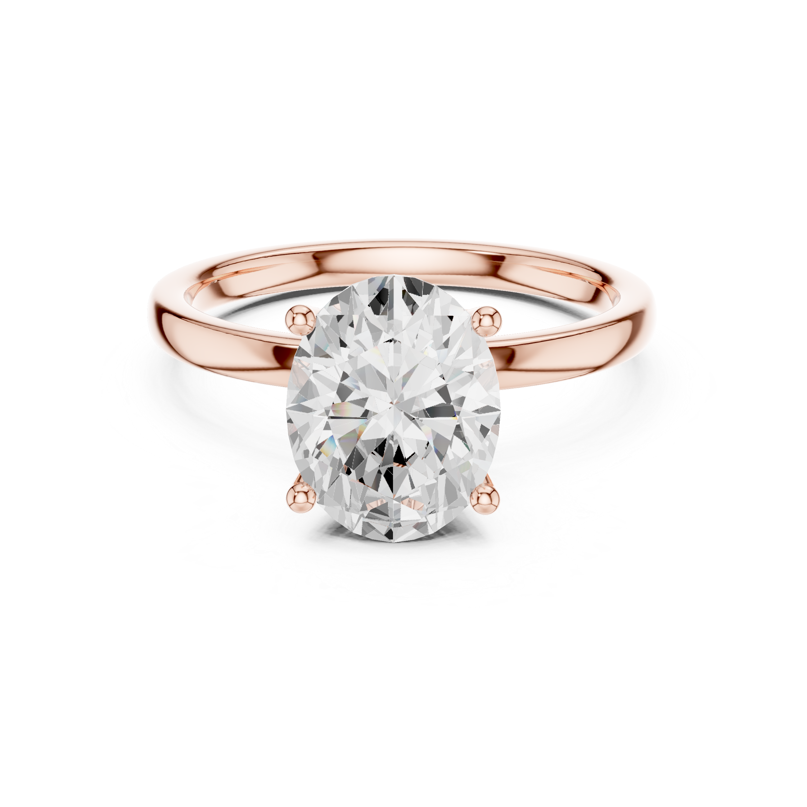 Oval Cut Solitaire Engagement Ring with Hidden Halo Basket