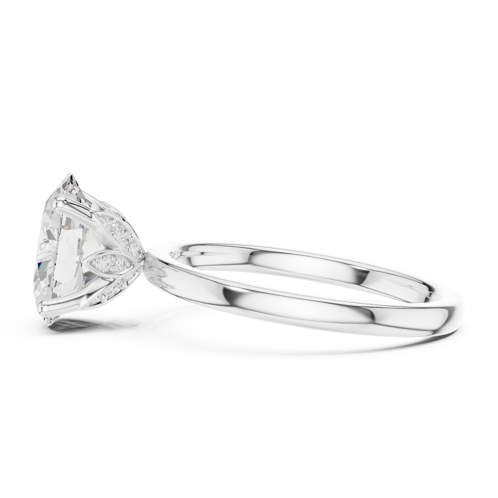 Oval Cut Solitaire Engagement Ring with Hidden Halo Basket