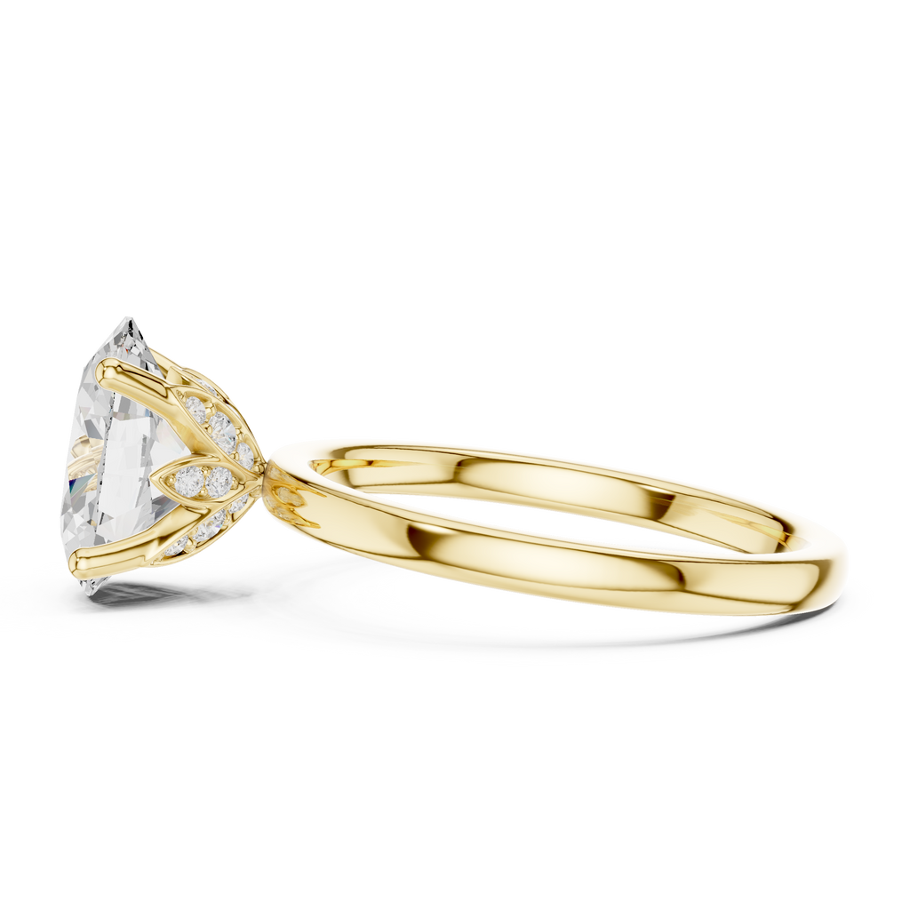 Oval Cut Solitaire Engagement Ring with Hidden Halo Basket