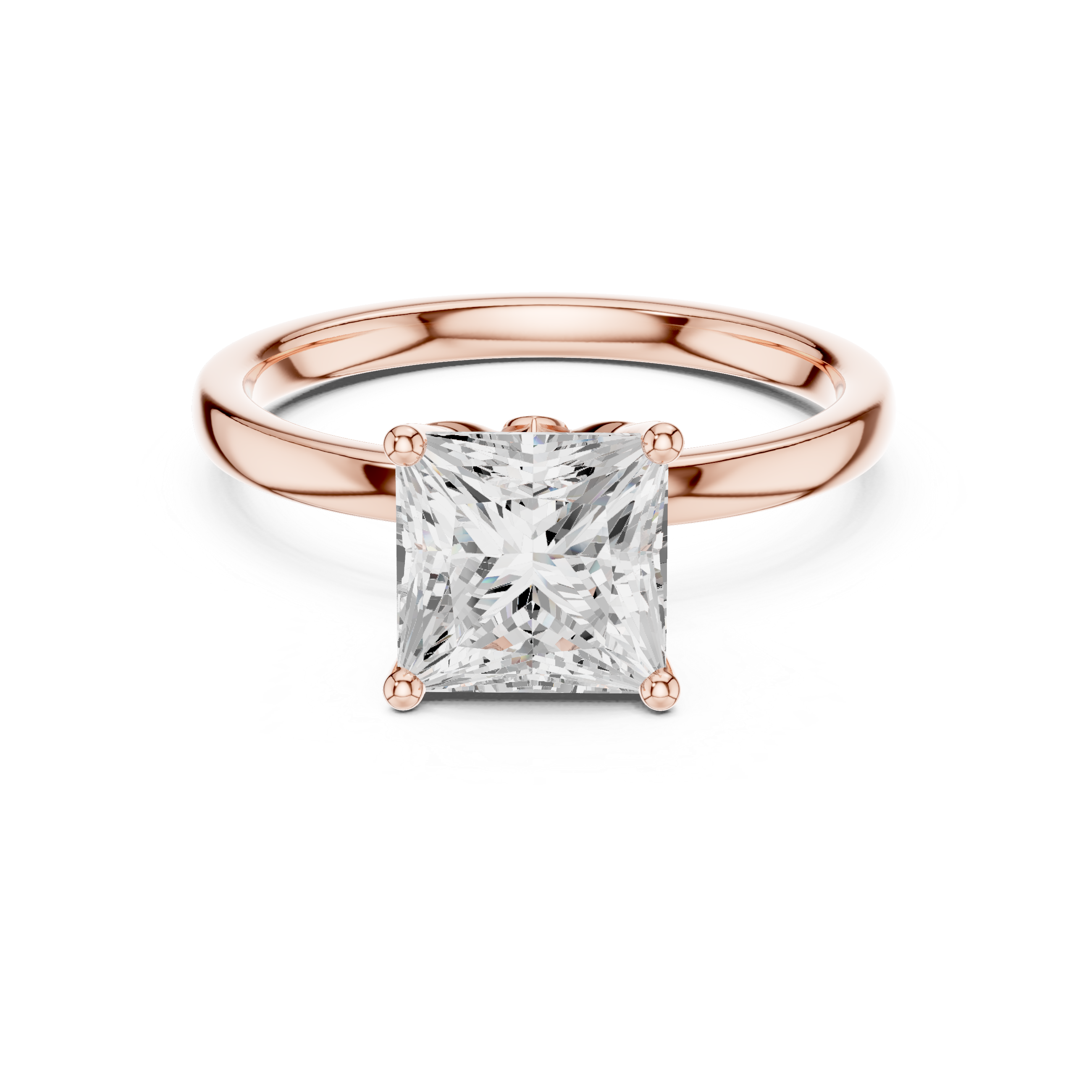 Princess Cut Solitaire Engagement Ring with Hidden Halo Basket
