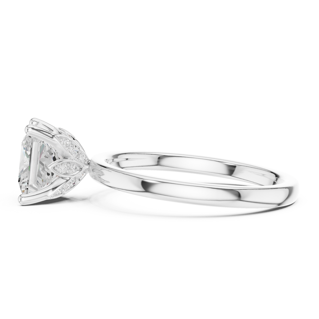 Princess Cut Solitaire Engagement Ring with Hidden Halo Basket