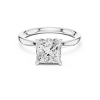 Princess Cut Solitaire Engagement Ring with Hidden Halo Basket
