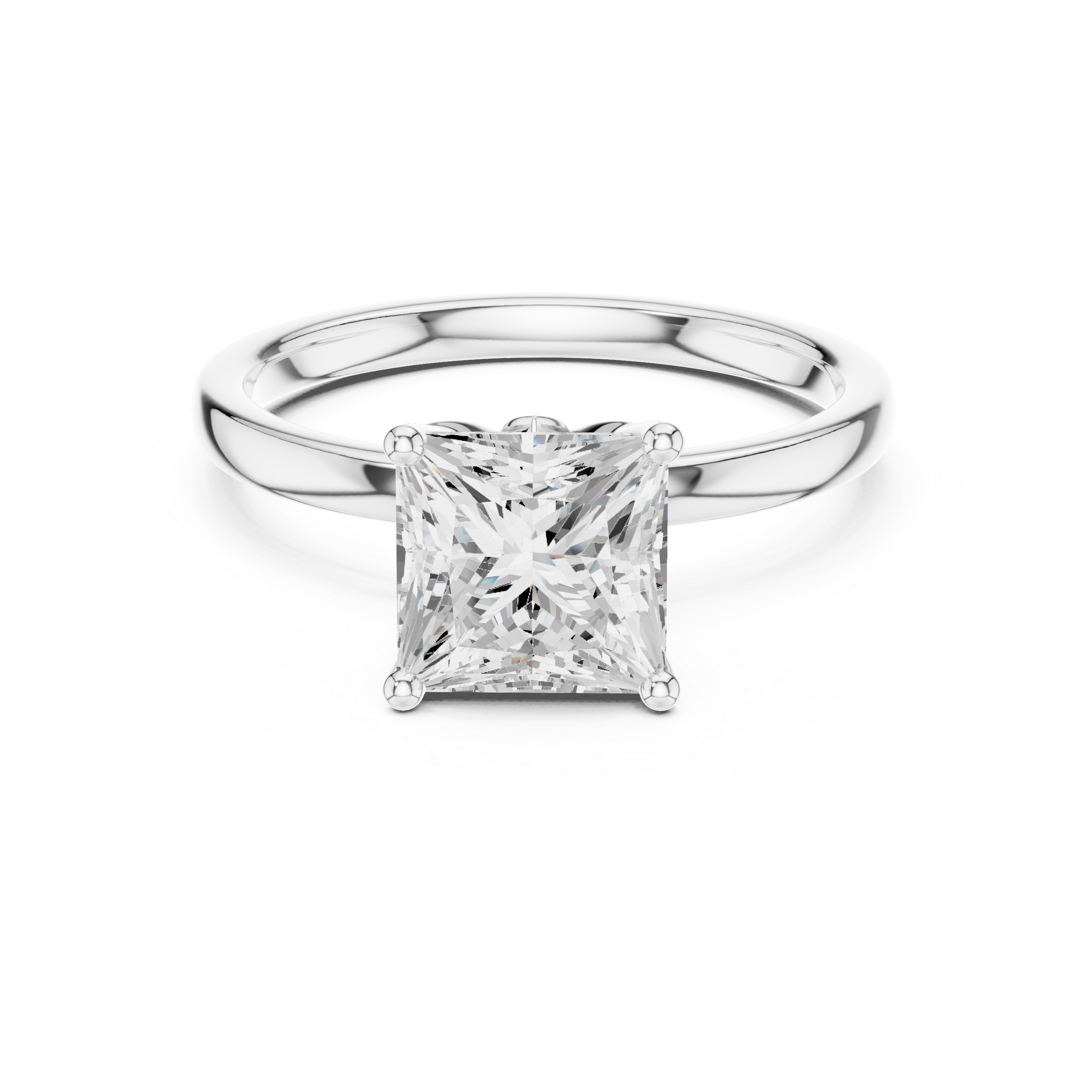 Princess Cut Solitaire Engagement Ring with Hidden Halo Basket
