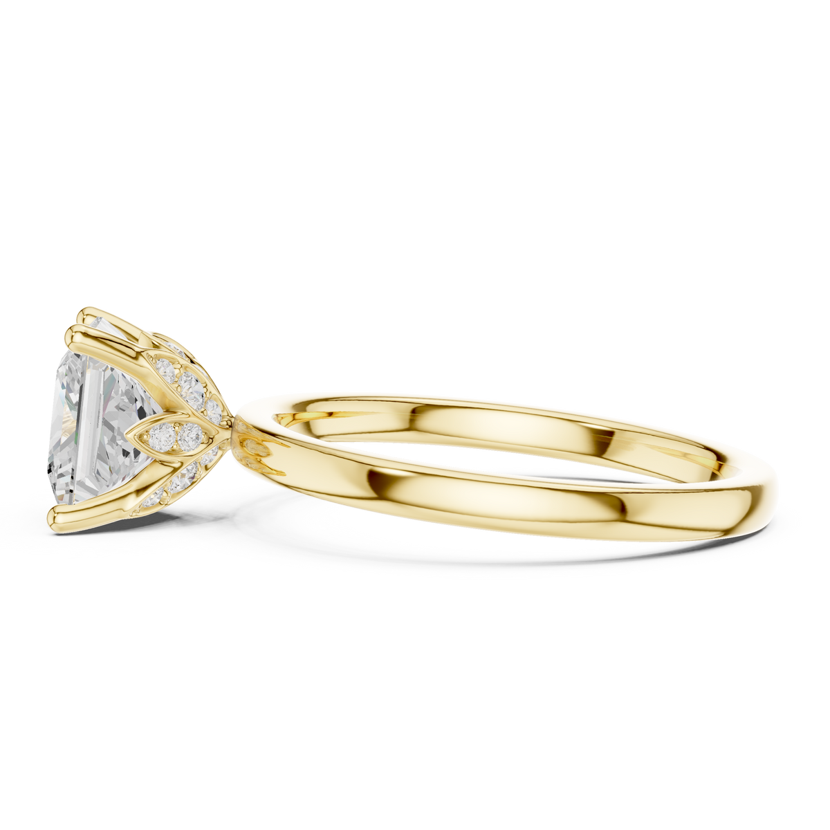 Princess Cut Solitaire Engagement Ring with Hidden Halo Basket – view 6 of 6, lab grown diamond ring | Jewelix Atelier