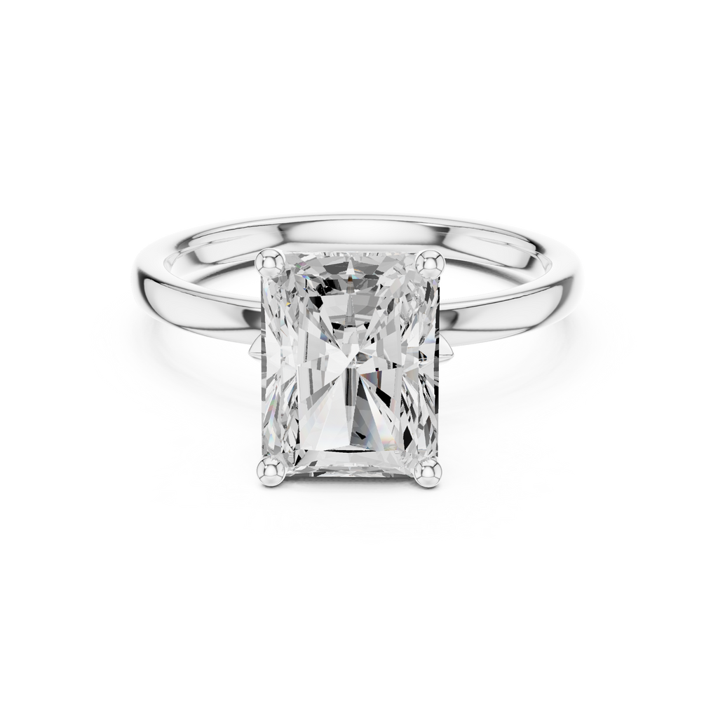 Radiant Cut Solitaire Engagement Ring with Hidden Halo Basket