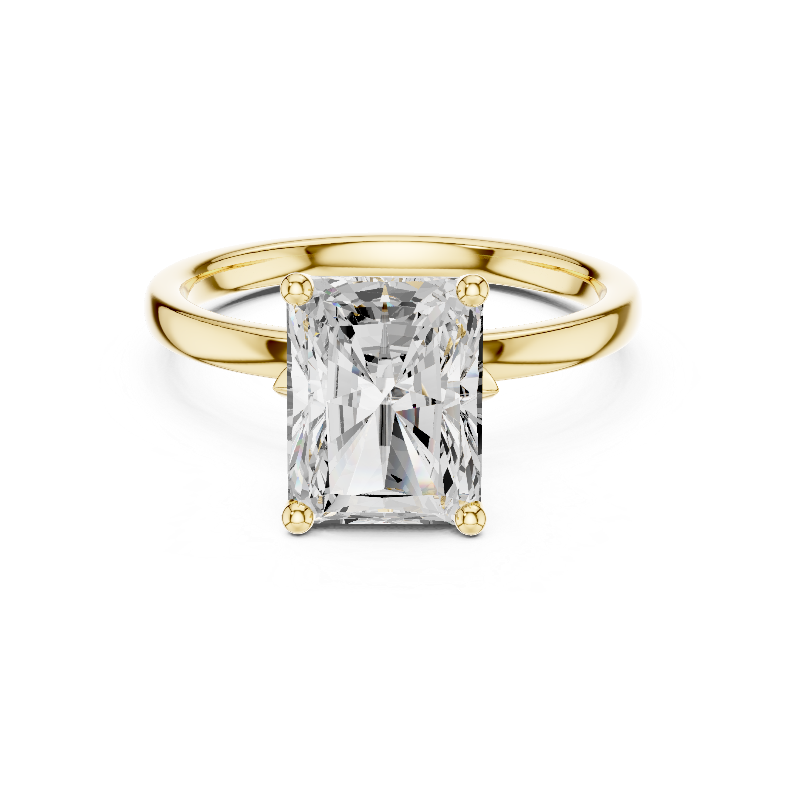 Radiant Cut Solitaire Engagement Ring with Hidden Halo Basket