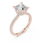 3.73 CT Cushion Cut Hidden Halo Diamond Engagement Ring