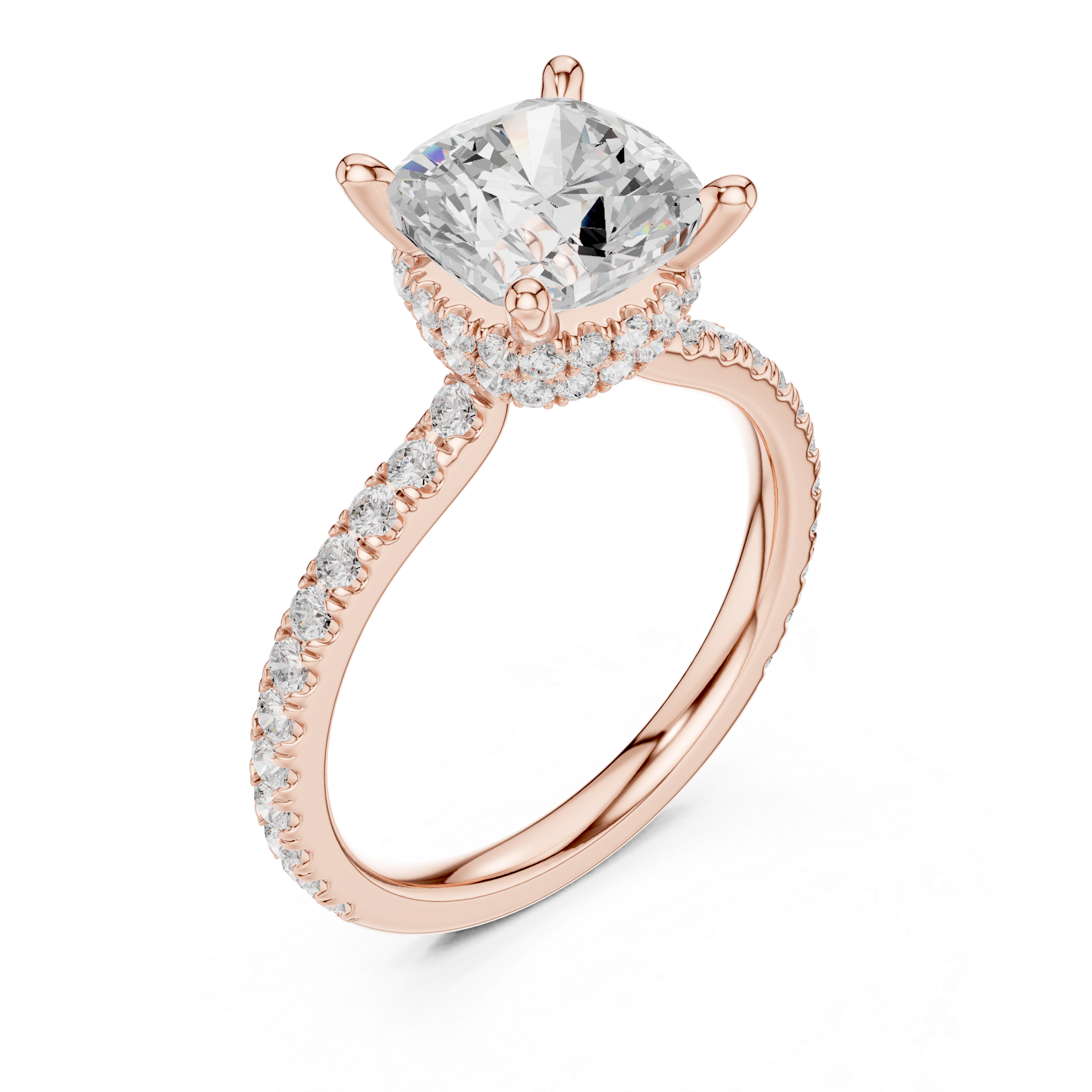 3.73 CT Cushion Cut Hidden Halo Diamond Engagement Ring