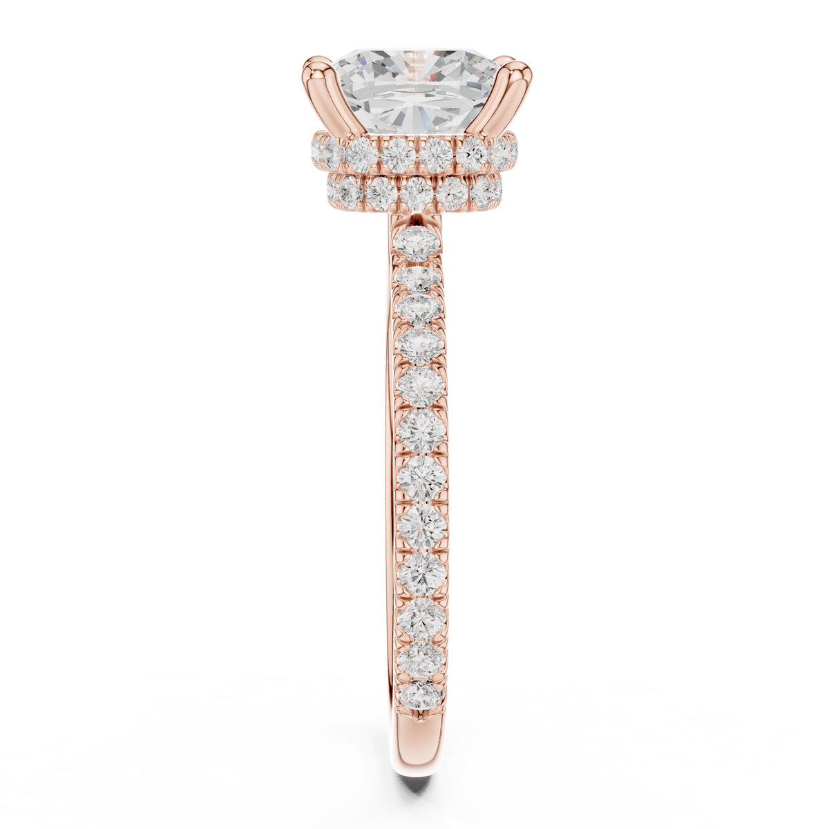 3.73 ct Cushion Cut Diamond Hidden Halo Pavé Engagement Ring – view 9 of 15, lab grown diamond ring | Jewelix Atelier