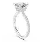 Cushion Cut Diamond Hidden Halo Pavé Engagement Ring