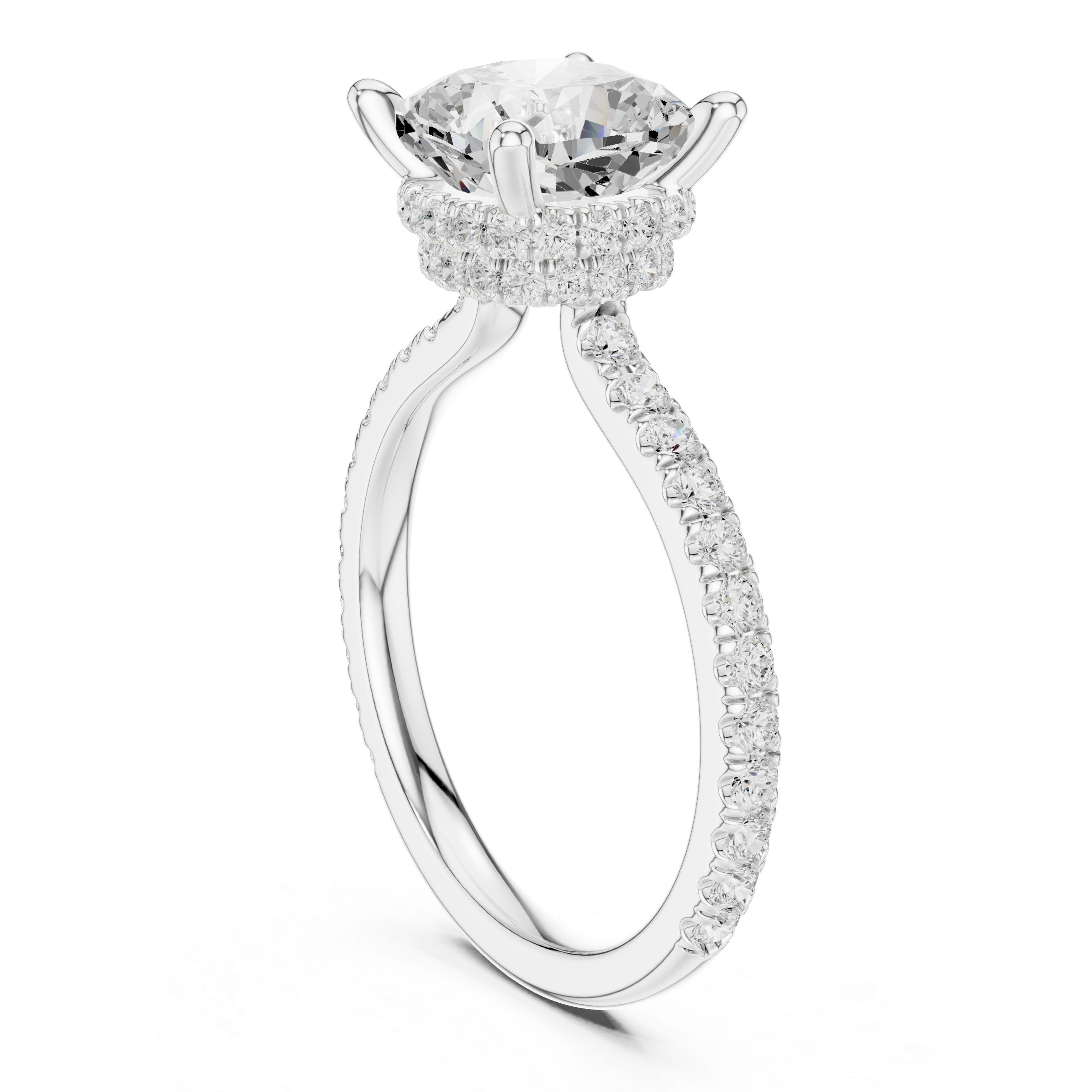 3.73 CT Cushion Cut Hidden Halo Diamond Engagement Ring