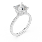 Cushion Cut Diamond Hidden Halo Pavé Engagement Ring