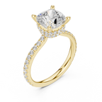 3.73 CT Cushion Cut Hidden Halo Diamond Engagement Ring