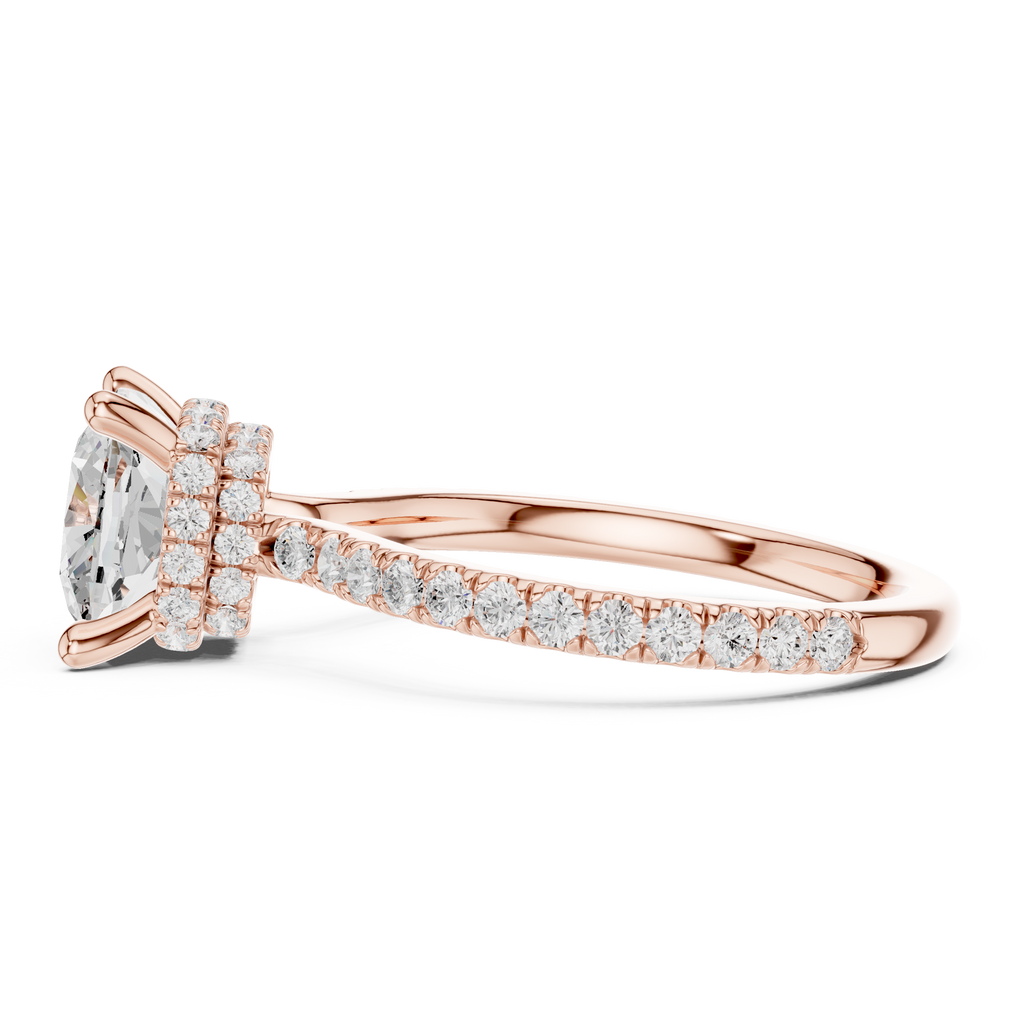 Cushion Cut Diamond Hidden Halo Pavé Engagement Ring