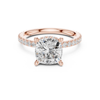 3.73 CT Cushion Cut Hidden Halo Diamond Engagement Ring