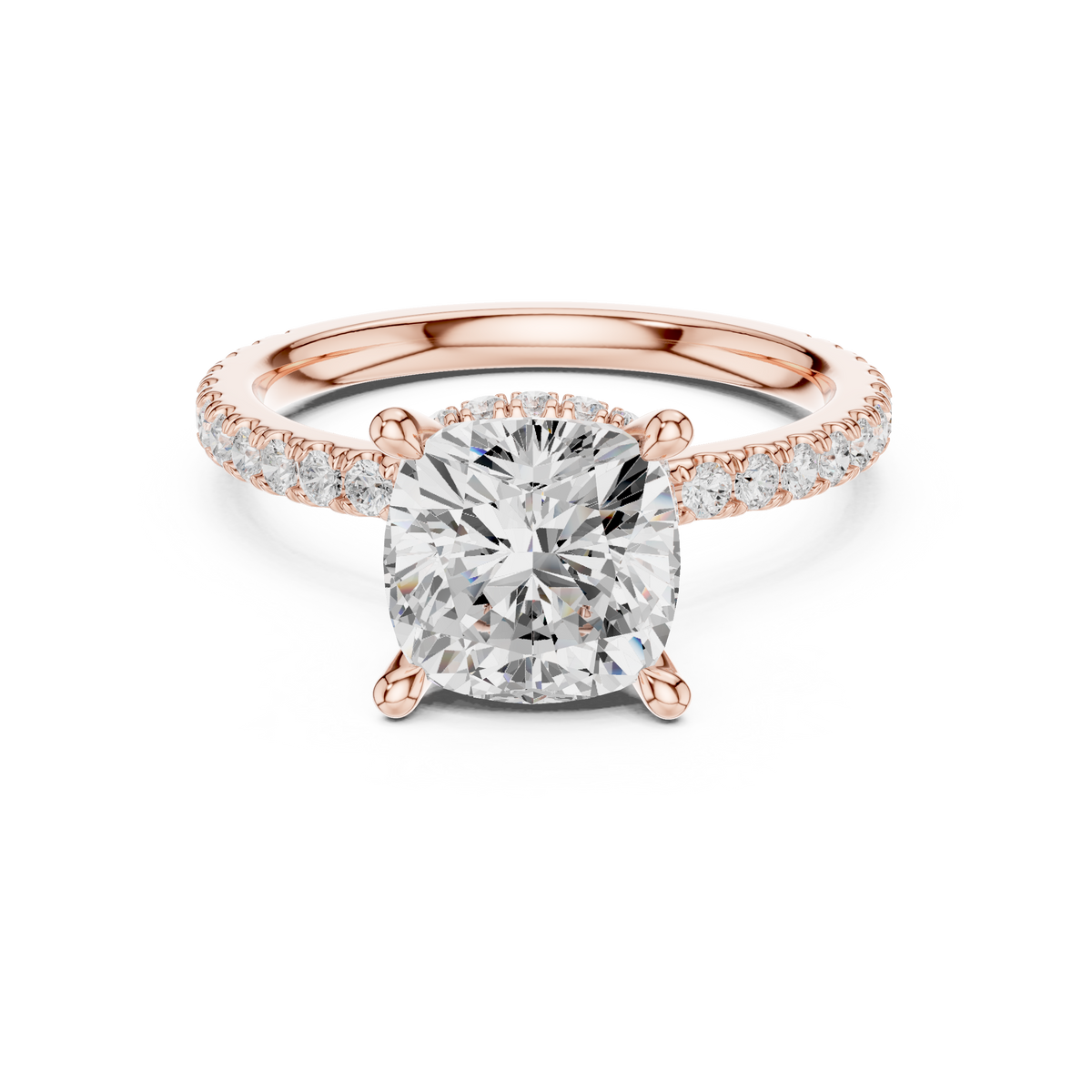 3.00 ct Cushion Cut Hidden Halo Diamond Engagement Ring – Style – view 6 of 15, lab grown diamond ring | Jewelix Atelier