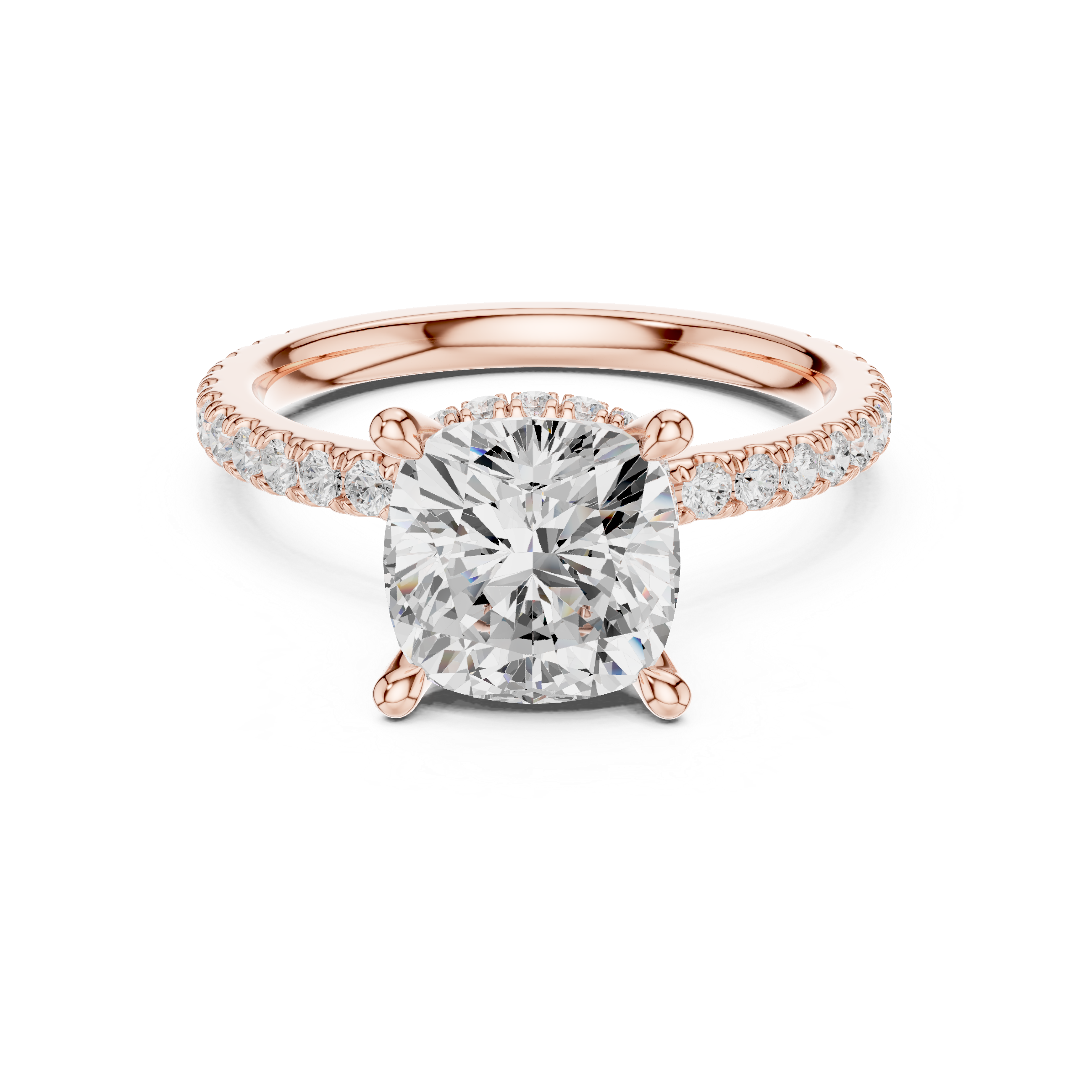 3.73 CT Cushion Cut Hidden Halo Diamond Engagement Ring
