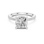 Cushion Cut Diamond Hidden Halo Pavé Engagement Ring