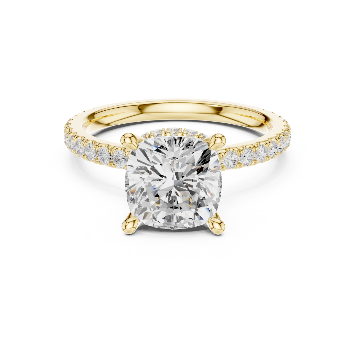 3.00 ct Cushion Cut Hidden Halo Diamond Engagement Ring – Style – view 11 of 15, lab grown diamond ring | Jewelix Atelier