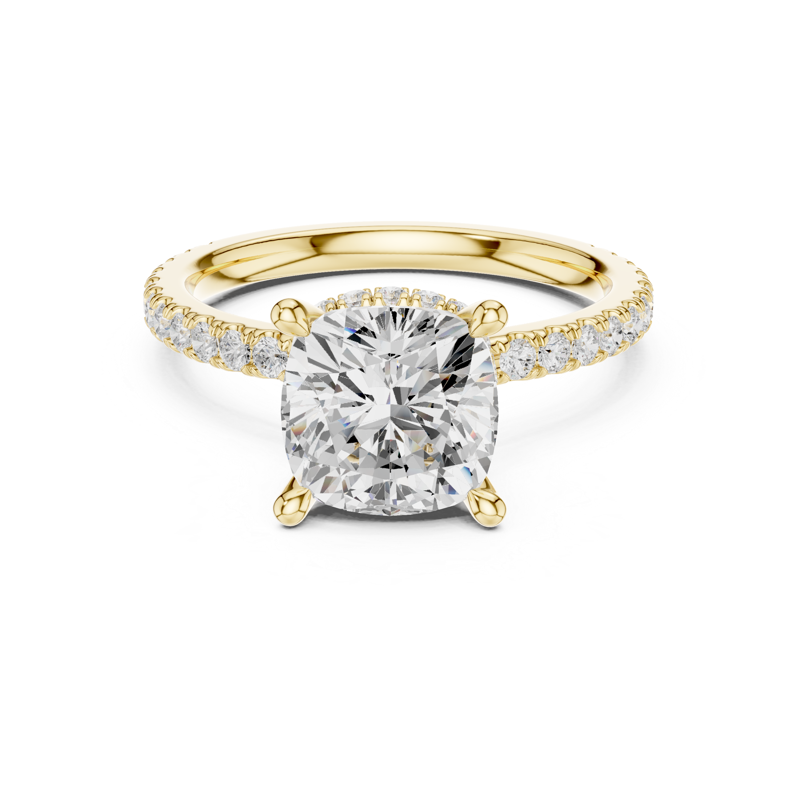 3.73 CT Cushion Cut Hidden Halo Diamond Engagement Ring